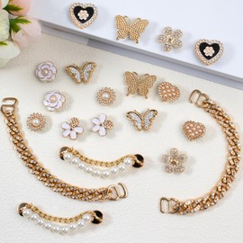 20 Pcs Bling Shoe Charms for Women and Girls Butterfly Flower Shoe Decoration Charms for Clog Diamond Chain Charms Cute Shoe Jewels DIY Shoe Accessories for Birthday Party for Her