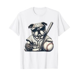 English Bulldog Baseball Player Dog Lover Men Women Kids T-Shirt