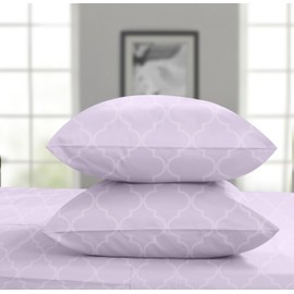 Threadmill King Size Cotton Pillow Cases Set of 2 | 100% Pure Jacquard Sateen Weave | Ultra Soft & Silky, Comfortable Bed Covers | Hotel Quality Protectors | Lilac