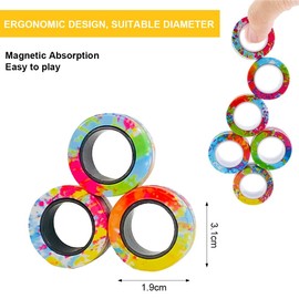 BCBF 3 Pieces Anti-Stress Fidget Toys, Magnetic Rings Fidget Toys, ADHD Magic Finger Ring Toy Sets, Fidget Magnetic Rings Pack, Great Gift for Adults, Teenagers, Children, Stress Adults (A)