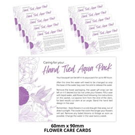 celloexpress Caring for your Aqua Pack v24 Flower Message Cards - 60mm x 90mm - Florist Instructions Card Notes (Pack of 50)
