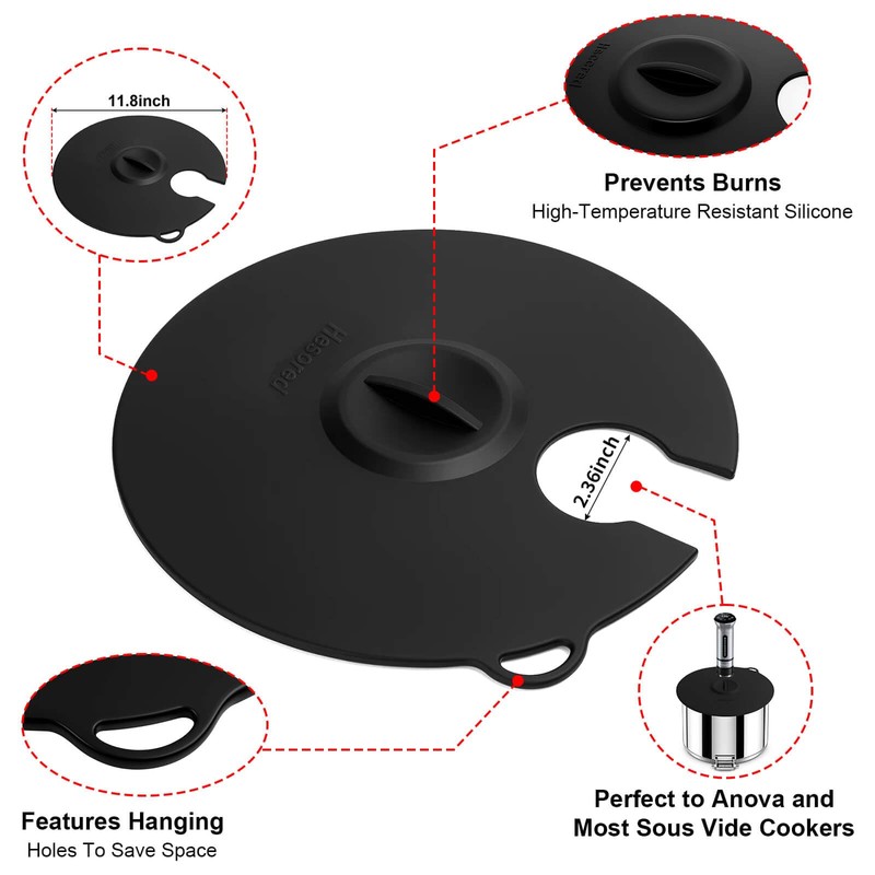 Hescred Sous Vide Precision Cooker Silicone Lids, Fits up to