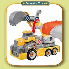 EKU EASYKU Kids Take Apart Toys for 3-5 6-8 Year Old Boys Girls Excavator Vehicles Trucks Construction Toys with Electric Drill DIY STEM Assembly Building Toys Xmas Birthday Gifts Learning Toys