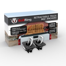 Bull Ring Flush Fit 35° Degree Angle Retractable Truck Bed Tie Down Anchors, Compatible with Ford 2015-2025 F150, 2017-2025 F250 F350 & F450 Trucks (1 Pair)