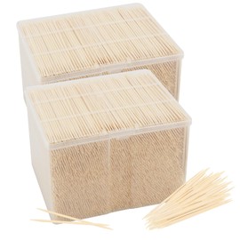 HAKZEON 7200 PCS Bamboo Toothpicks, Wooden Cocktail Sticks, Double Sided Fruit Cocktail Picks Portable Appetizer Sticks for Picking Sandwiches, Fruits Platter
