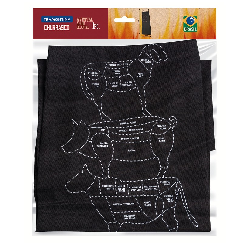 Tramontina 26466/100 Churrasco Apron, 100% Cotton, Black, Durable, Lightweight, For