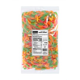 Kervan Candy Bebeto Gummy Worms - Fruity, Soft & Sour Gummy Candy Bulk for Kids, Gift Snacks and Parties - Sour Gummy Worms Party Size Bag (5 lbs)