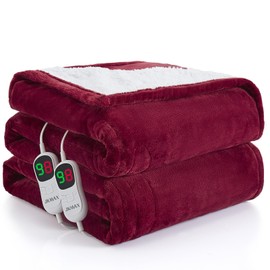 Heated Electric Blanket Blanket - Electric Throw Blanket 84"x90" for Bed- Heated Blanket with 5 Heating Levels& 4 Hours Auto Off for Couch Home Office - Soft Heating Blanket for Full Body(Red)