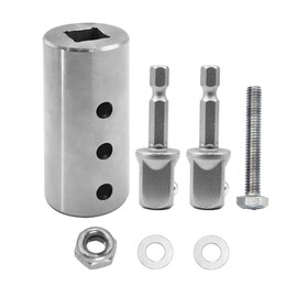 Runfider Stainless Steel Trailer Jack Electric Drill Adapter, 1/2 Inch Socket Bit for 1 Inch Drive Shaft, Adjustable Three-Hole Position, Heavy Duty