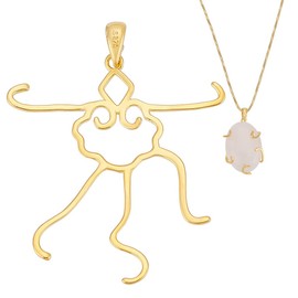 BENECREAT Real 18K Gold Plated Irregular Pendant Blank, 5 Claws Pendant, Prong Pendant for Cabochon, Drop Settings DIY Necklace Jewelry, 925 Sterling Silver Finding, 32x32.5x1mm