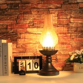 Rarlonly Rustic Lamp,Retro Bedside Lamps,Farmhouse Lamp,Bedroom lamp,Lamps for Nightstand,Industiral Table Lamp with Glass lampshade,Bulb Included (Yellow Glass)