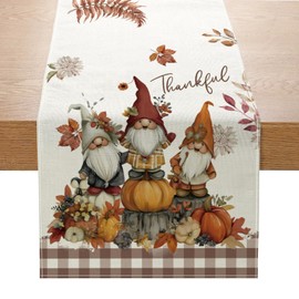 ZCHOMI Fall Gnomes Pumpkin Table Runner 13x72 Inch Autumn Harvest Thanksgiving Kitchen Dinning Table Decoration for Indoor Outdoor Home Party Décor