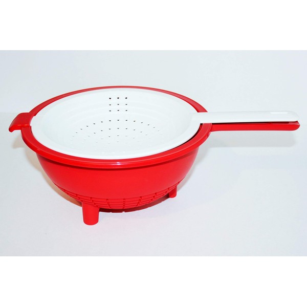 Tupperware Double Colander in Red and White