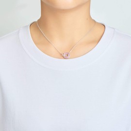 Philip Jones Pink Mother of Pearl Gemstone Circle Link Necklace