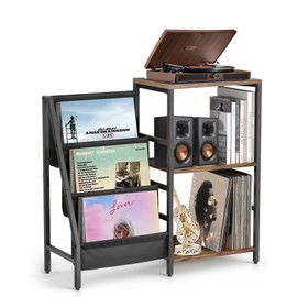 CCYRYY Record Player Stand,Record Player Stand with Vinyl Record Storage,Turntable Stand Holds, Brown End Table for Music Room,Record Cabinet for Vinyl Records Media Stereo.
