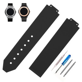 MMBAY Women Rubber 20mm Silicone Watch Bands Replacement Fit for Hublot 13mm*20mm*18mm Watch Strap Wirstband (without metal buckle) For Women and men (Black, 13mm*20mm*18mm)