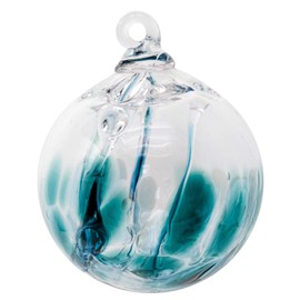 Luke Adams Glass | 3" Mini Tree of Life Ornament | Handmade Ornament | Hanging Garden Gazing Ball | Indoor Outdoor Home Décor | (Recycle Teal)