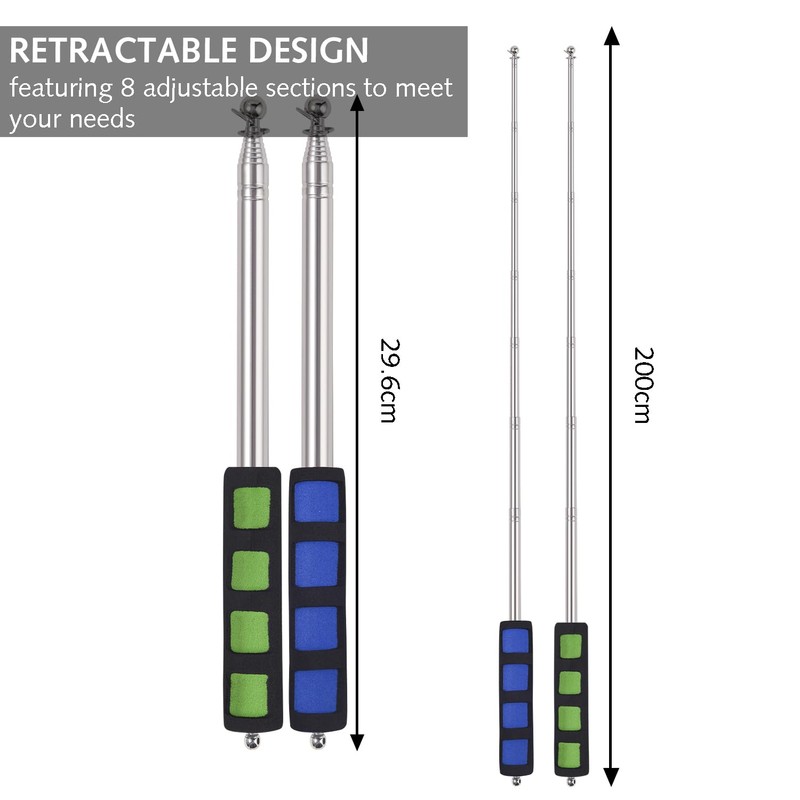 Luxiremi Flag Pole 2M Stainless Steel Handheld Flag Pole Portable