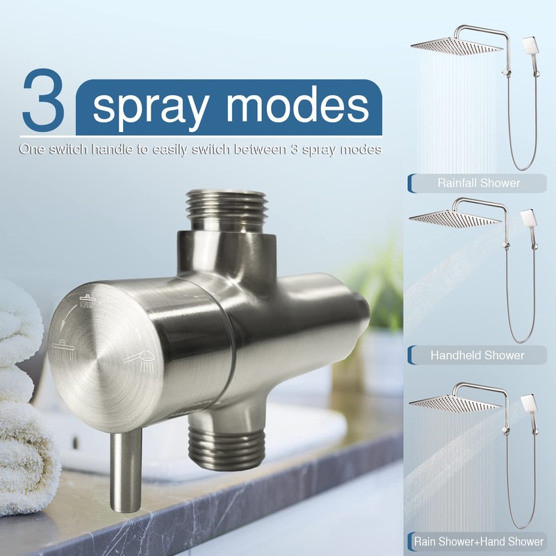 HOMVIVA® All Solid Metal 3-Way Shower Arm Diverter Valve with
