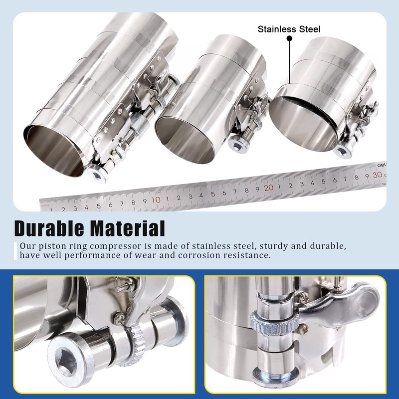 Glarks 3Pcs 6" Piston Ring Compressor Tool Service Set, Car