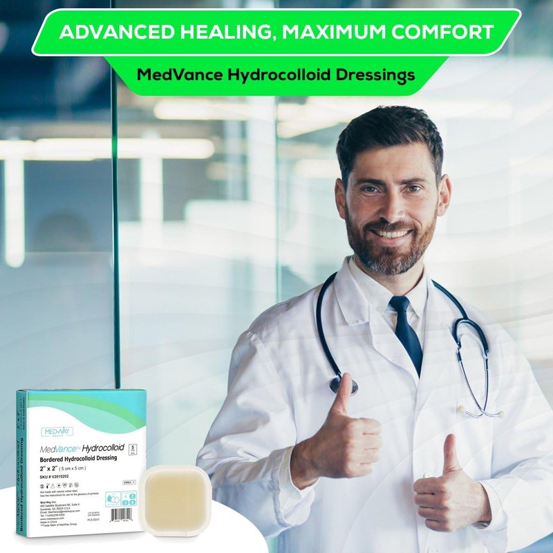 MedVance Hydrocolloid – Bordered Hydrocolloid Adhesive Dressing, 2"x2" Box of