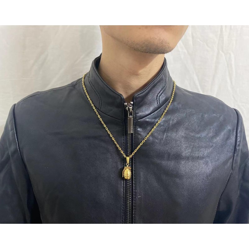 AZYOUNG Gold Silver Black Grenade Necklace (Gold)
