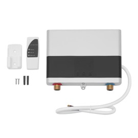 Electric Tankless Water Heater, 110V 4000W Mini Constant Temperature Instant Hot Water Heater with Remote Control Touch Display Screen Self Modulates Wall Mounted Water Heater (Silver)