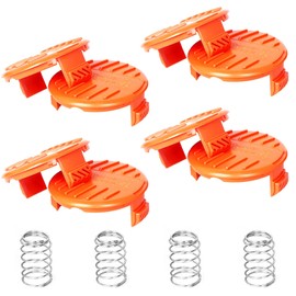 4 Pack Trimmer Spool Cover, Durable Replacement Mower Spool Line Cover for Bosch RC-100-P with 4Pcs Spring, Compatible with Black+Decker GH,ST,CST,NST,LST Types, Anti-Dust Spline Guard