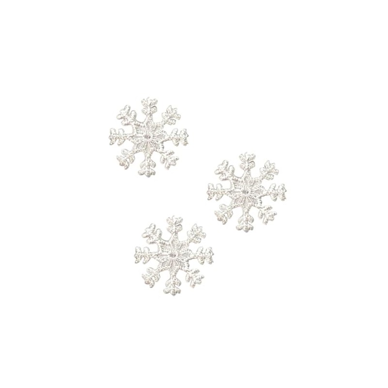 Small Snowflake Embroidered Iron on Patch (White - 3 Pieces)