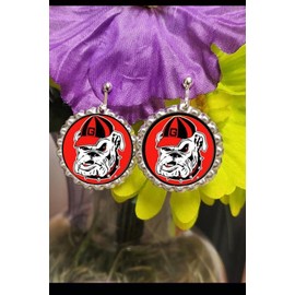 Handmade Georgia Bulldogs clip on  earrings earring set super cute pair of earrings