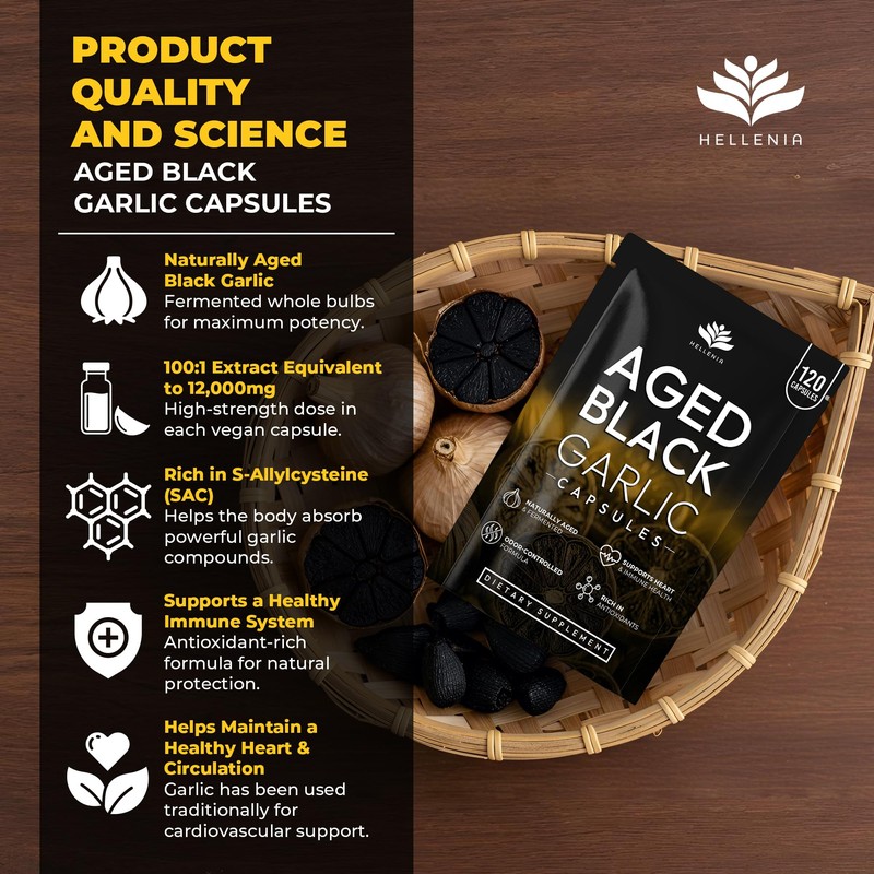 Aged Black Garlic 12,000mg - 120 Capsules | Black Garlic