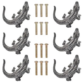 Beyoo Decorative Crocodile Shape Knob Door Handle Cabinet Drawer Cupboard Pull Dresser Single Hole Knobs Handles for Kitchen Furniture Cabinet Wardrobe Cupboard (6), Silver