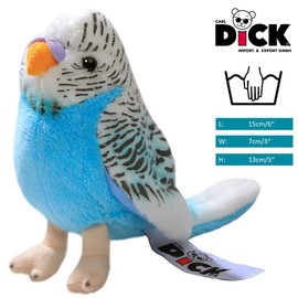 Carl Dick Budgerigar dark blue, 5 inches, 13cm, Plush Toy, Soft Toy 2823005