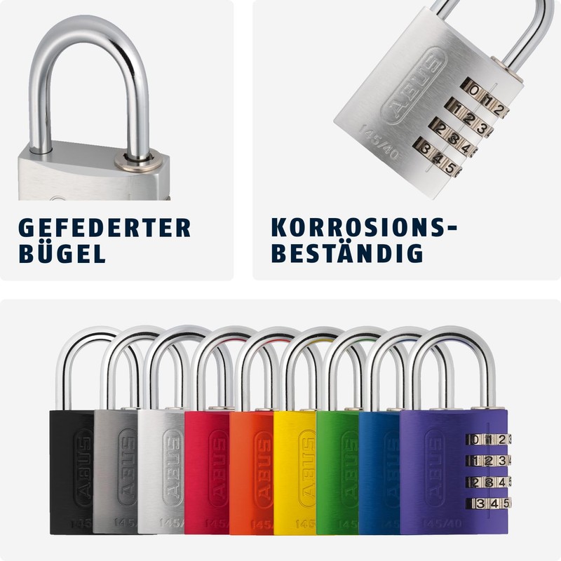 Padlock combination aluminum 40mm yellow