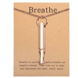 Generic Mindfulness Breathing Necklace Stress Relief Pendant Stainless Steel Anxiety Breathe Necklace for Women Men (Rotundity, Rose Gold)