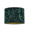 Highlighted Bird Decorated Dark Forest Green Velvet Fabric Lamp Shade