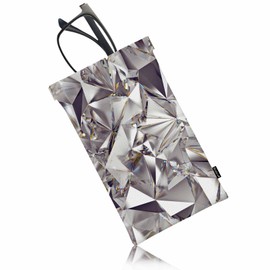 Beabes Diamond Leather Eyeglass Case Geometric Glass Crystal Diamond Glasses Case Soft Sunglasses Organizer Glasses Case Bag For Sunglass, Eyeglasses, Reading Glasses