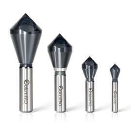 ColumPRO 4PCS Cobalt Single-End Countersink Chamfer Tool Set - Heavy-Duty M35 90-Degree Countersink Bits for Metal, Stainless Steel, Copper, Wood, Fiberboard,SAE 1/4"-3/4", 2-5, 5-10, 10-15, 15-20MM