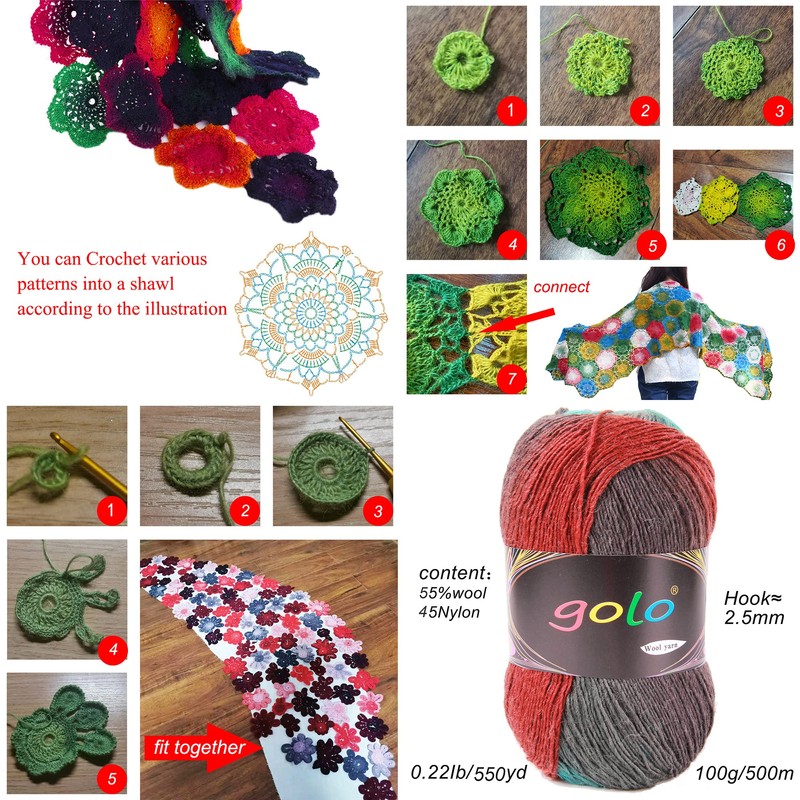 golo Wool Yarn for Hand Knitting 100g X 3 Cachemire
