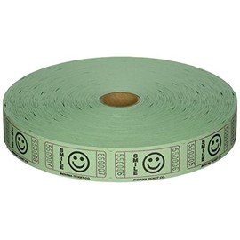 2000 Green Smile Single Roll Consecutively Numbered Raffle Tickets