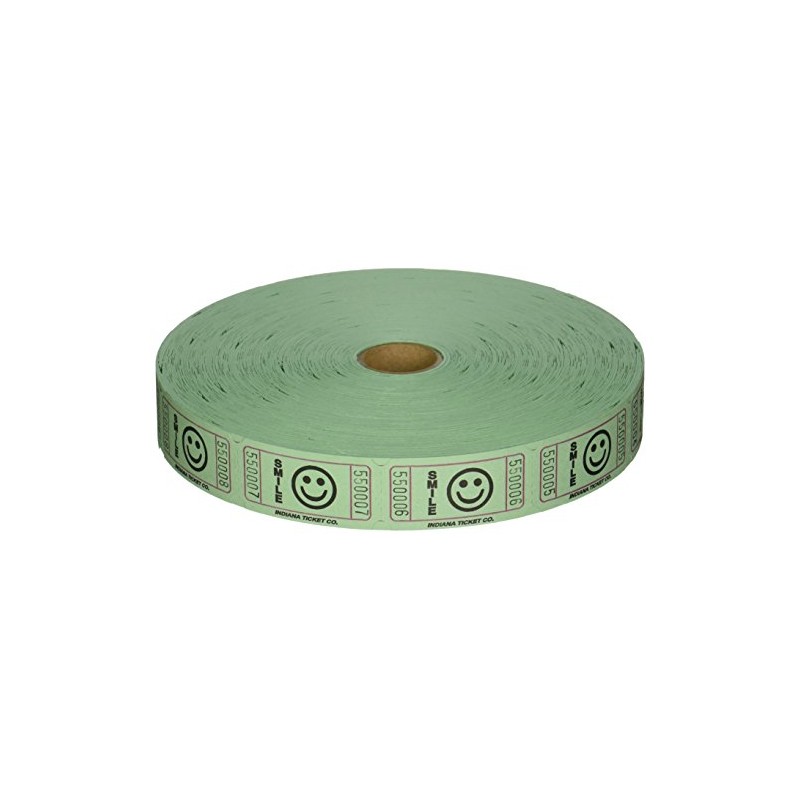 2000 Green Smile Single Roll Consecutively Numbered Raffle Tickets
