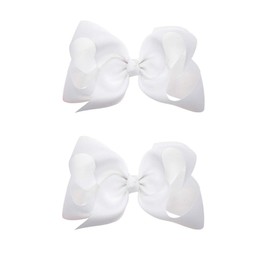 Hair Clips Boutique Hair Bows Alligator Clip for Women Girl Hairpin 6 Inch TSFJ02 (2pcs White)