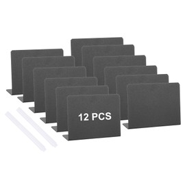 PATIKIL 4" x 3" Tabletop Chalkboard Signs, 12 Pcs Small Chalkboard Signs L Shape Table Food Labels with 2 White Pen for Parties Weddings Buffet Birthday Bakery, Black