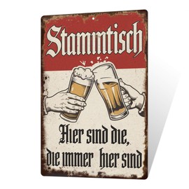 Putuo Decor Stammtisch Sign - Hier sind die, die immer hier sind - Vintage Tin Sign for Bars & Stammtisches