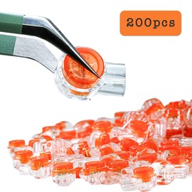 ciciment Button Cable UY Orange Clear Waterproof Crimp Butt Splice Connectors - Telephone Cable Repair Joints, Data Wire Connectors - 200 Pieces