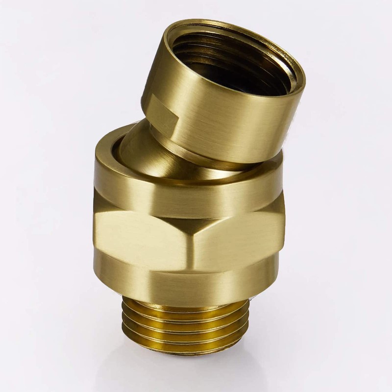 Brushed Gold Shower Head Adapter, Biveah Brass Shower Arm Swivel