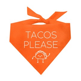 Taco Please Dog Bandana | 100% Cotton Adjustable Triangle | Made in USA | Cinco de Mayo | Fun Mexican Food Accessory | Taco Tuesday |Orange, X-Small (1059)