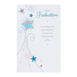 UK Greetings Graduation Card For Him/Her/Friend With Envelope - Blue Starry Design