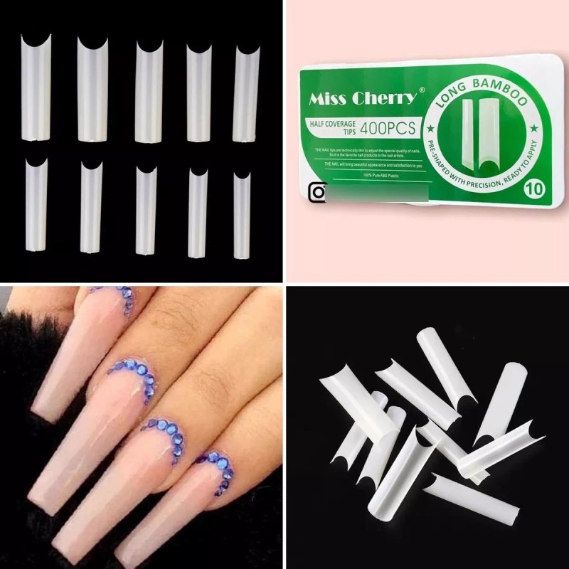 Miss Cherry Tip Cuadrado Largo 400 Piezas Long Bamboo Uñas