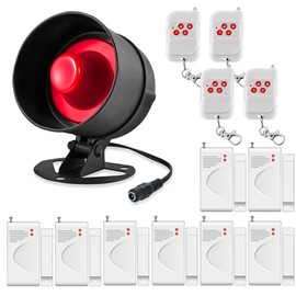 Alarm System Kit 115dB Siren Door Window Sensors (8-Pack) Remote Controlled for Shops, Warehouses and Living Areas